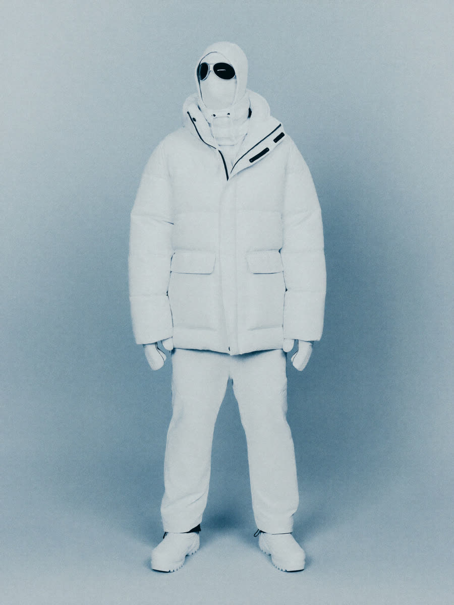 Polar White shell puffer — extreme cold line